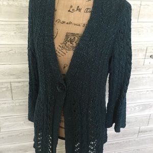 Flattering shaped teal cardigan